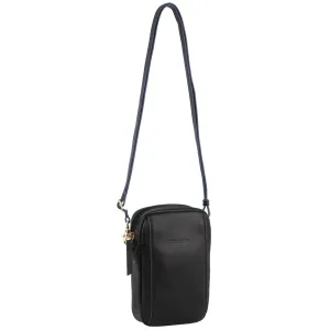 PIERRE CARDIN TWO TONE URBAN LOOK LEATHER CROSSBODY BAG - BLACK