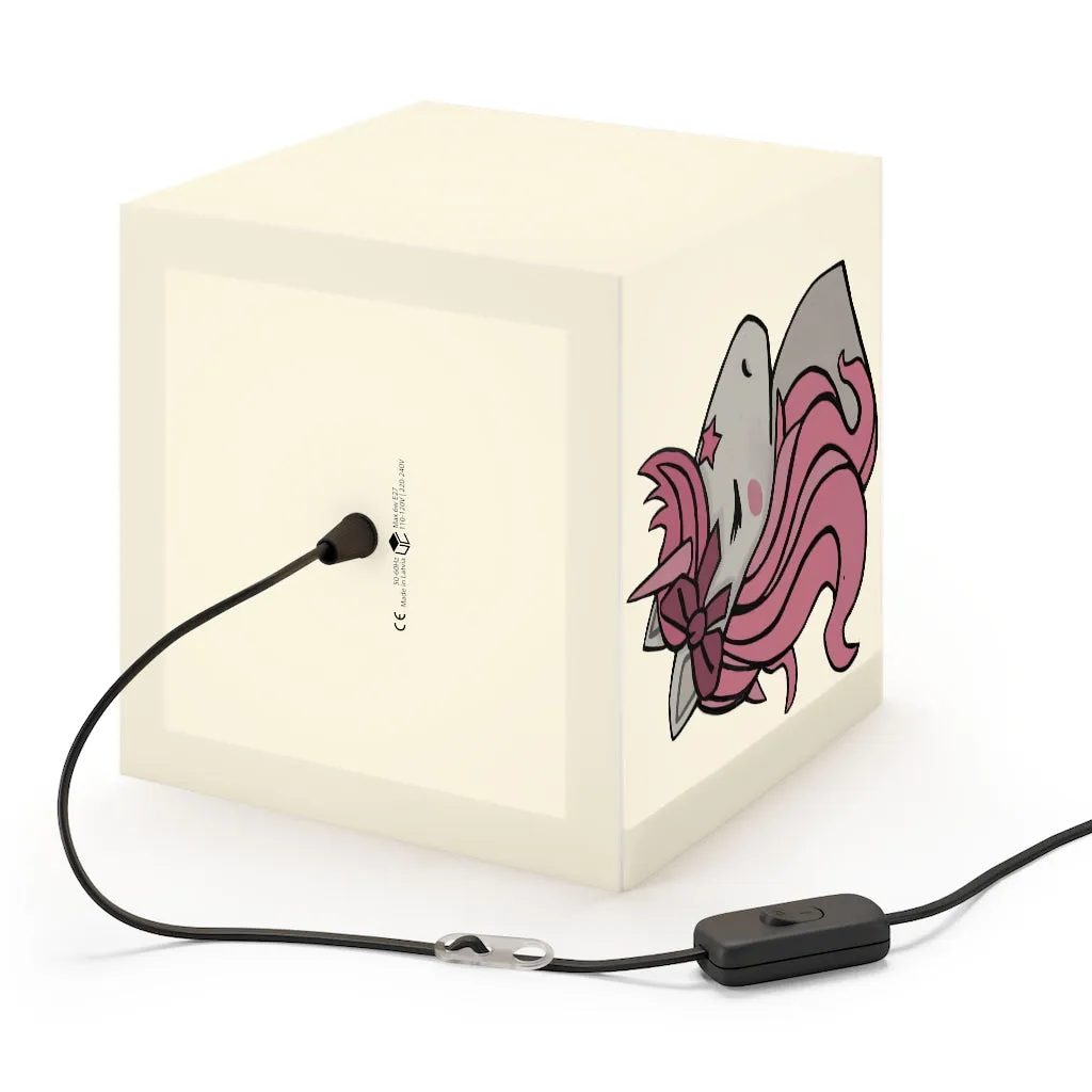 Pink Hair Unicorn Head Light Cube Lamp