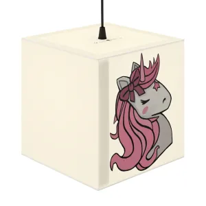 Pink Hair Unicorn Head Light Cube Lamp