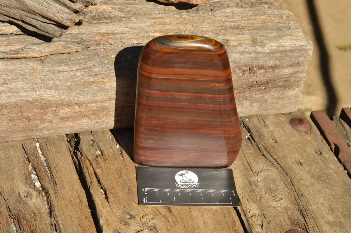 Polished Banded Tiger Iron / Muggle Stone Standing Free Forms  x 3 From Prieska, South Africa