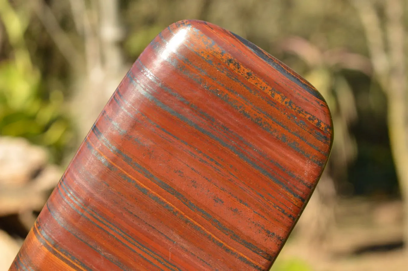 Polished Banded Tiger Iron / Muggle Stone Standing Free Forms  x 3 From Prieska, South Africa