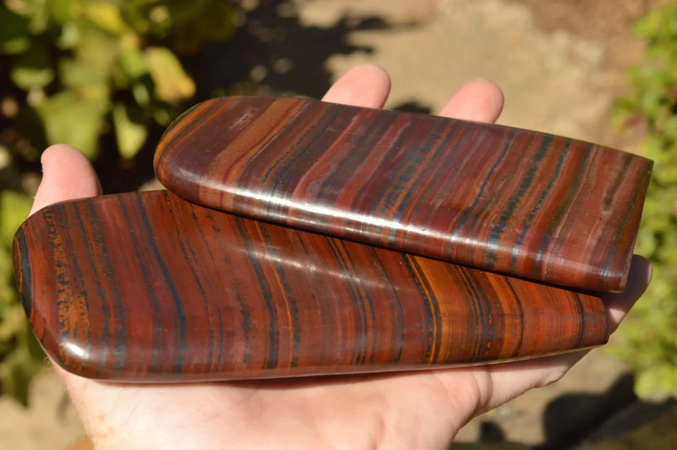 Polished Banded Tiger Iron / Muggle Stone Standing Free Forms  x 3 From Prieska, South Africa