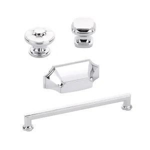 Polished Chrome "Regal" Cabinet Knobs and Drawer Pulls