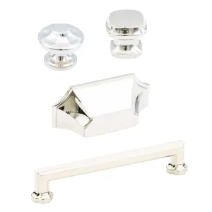 Polished Nickel "Regal" Cabinet Knobs and Drawer Pull