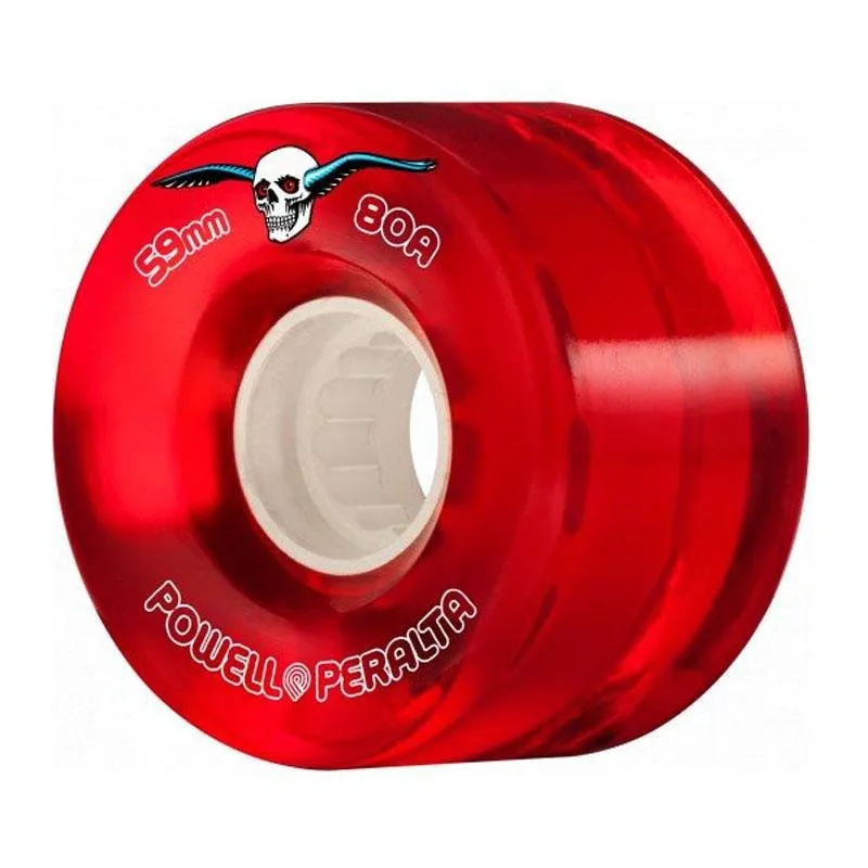 Powell Peralta 59mm 80a Clear Cruiser Red Skateboard Wheels 4pk