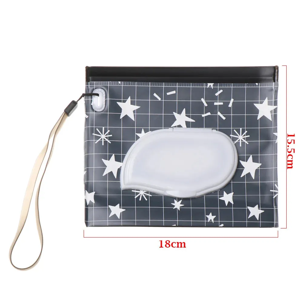 "Adorable Baby Wet Wipes Bag with Flip Cover - Stylish and Practical Tissue Box for Babies, Perfect for Strollers and Carrying - Must-Have Baby Product!"