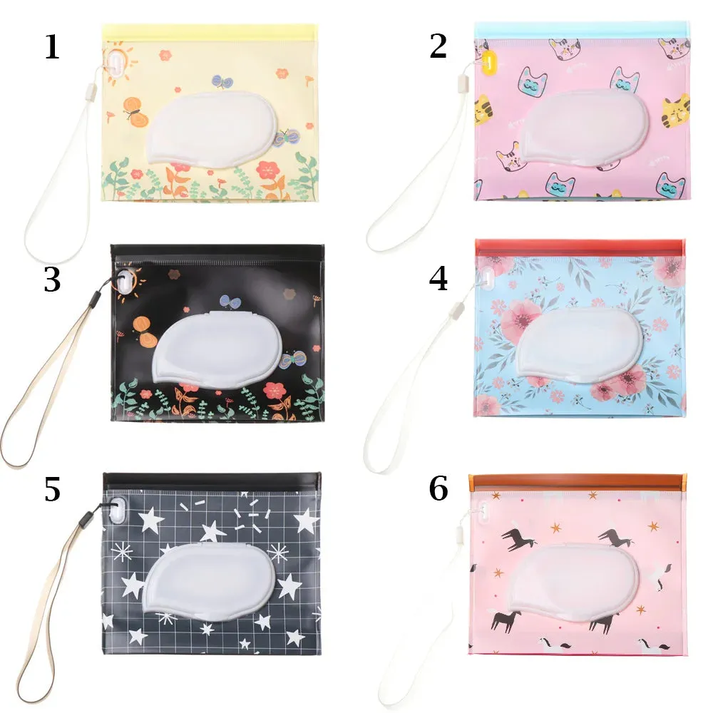 "Adorable Baby Wet Wipes Bag with Flip Cover - Stylish and Practical Tissue Box for Babies, Perfect for Strollers and Carrying - Must-Have Baby Product!"