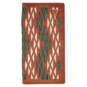 "Chapawee" Rodeo Hooey Wallet Brown/Turquoise w/ Aztec