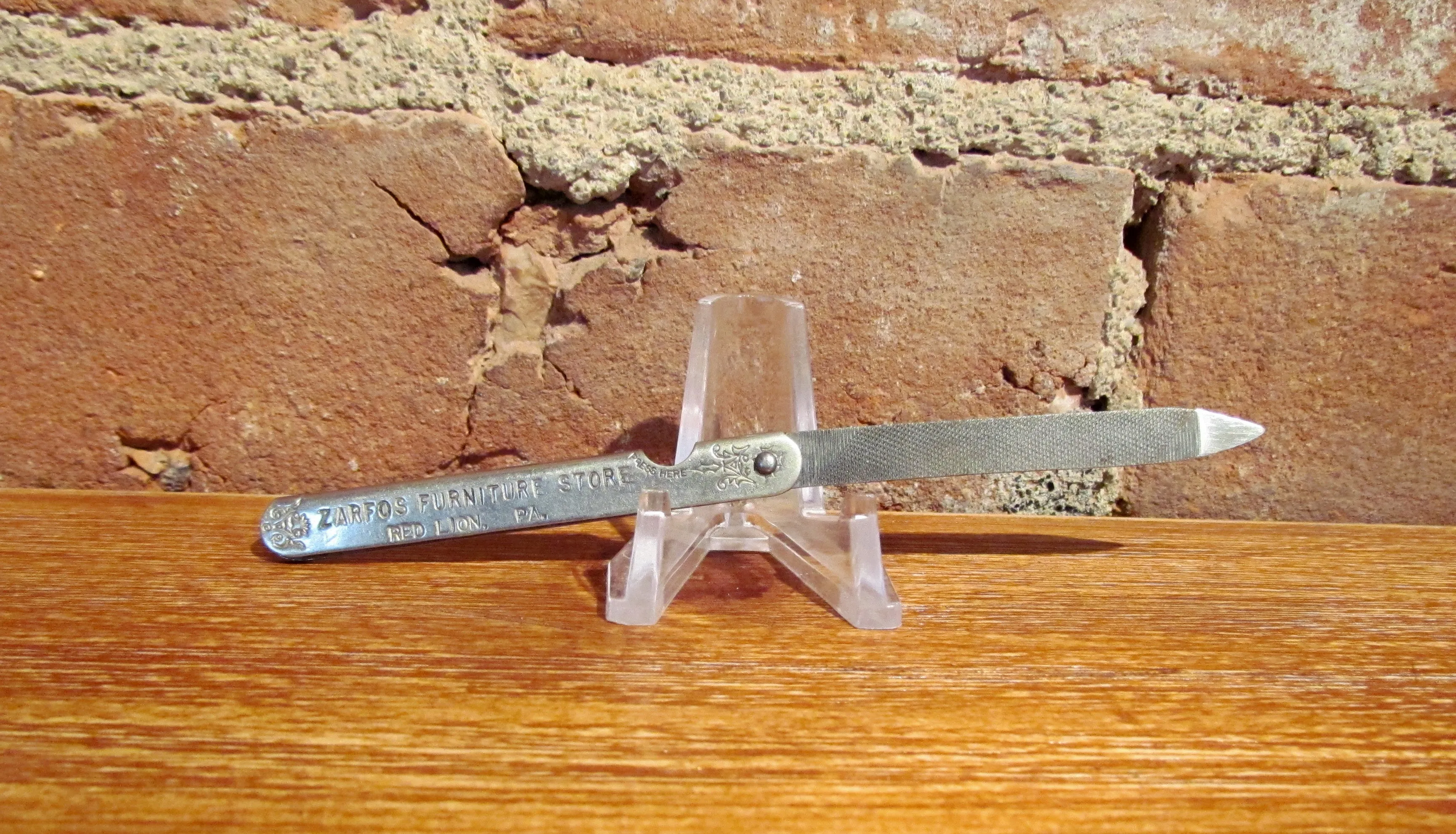 Rare Antique Zarfos Furniture Store Nail File Advertising Red Lion, PA