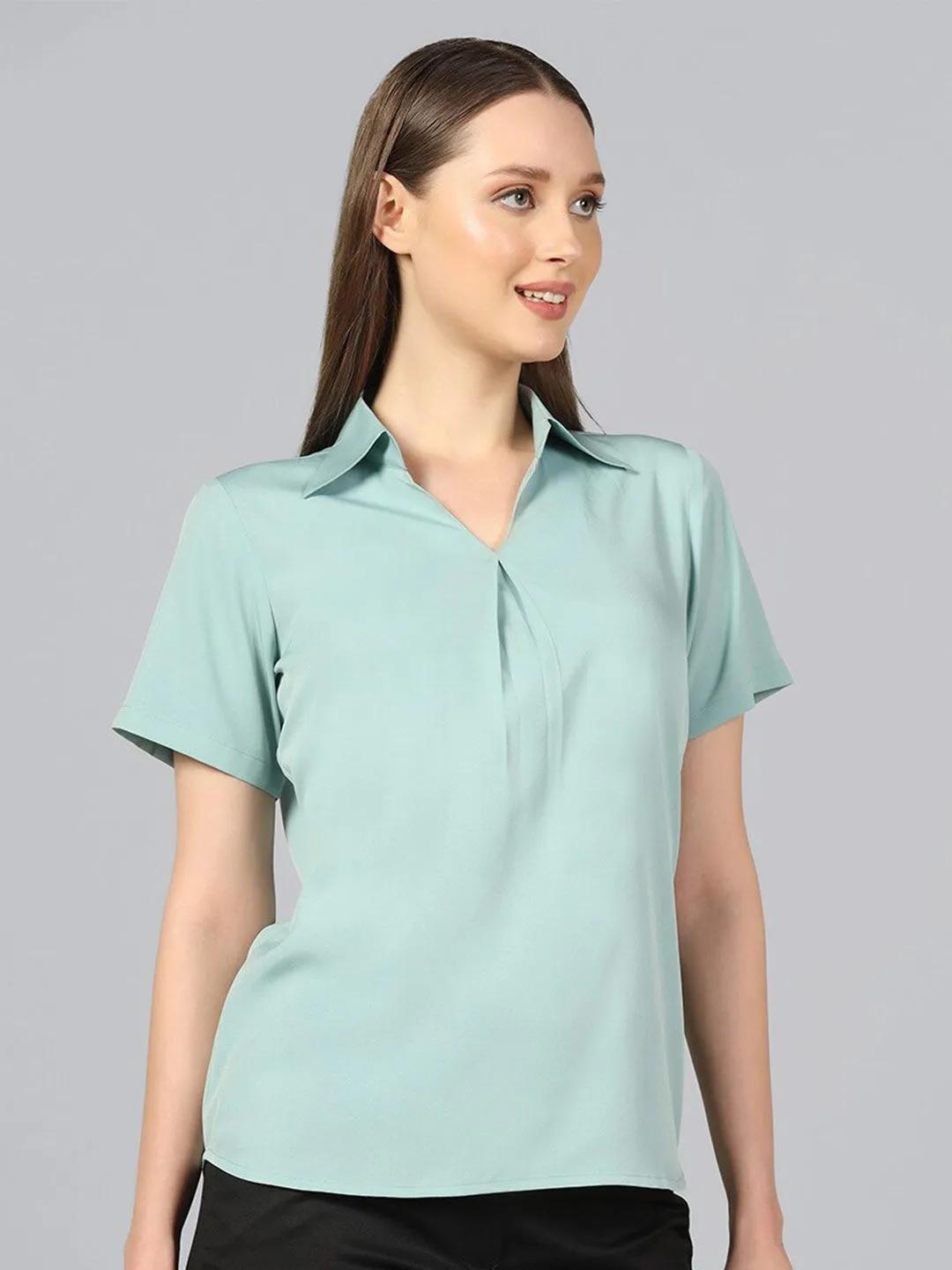 Regular crepe Top - Light blue