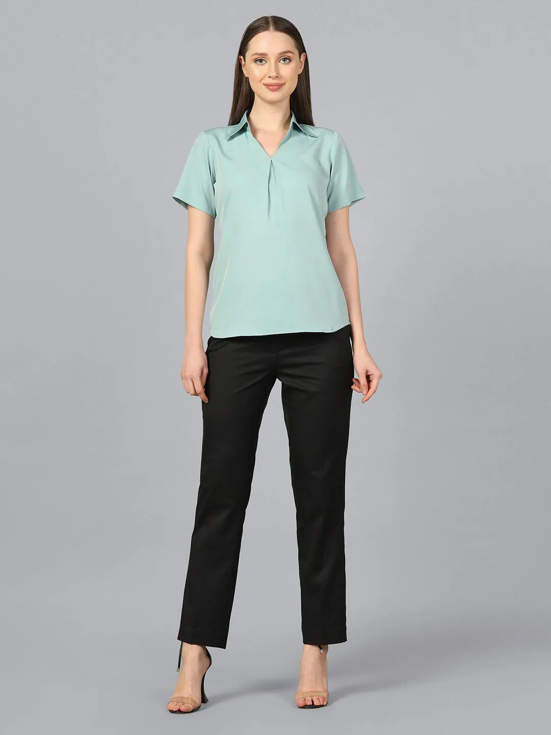 Regular crepe Top - Light blue