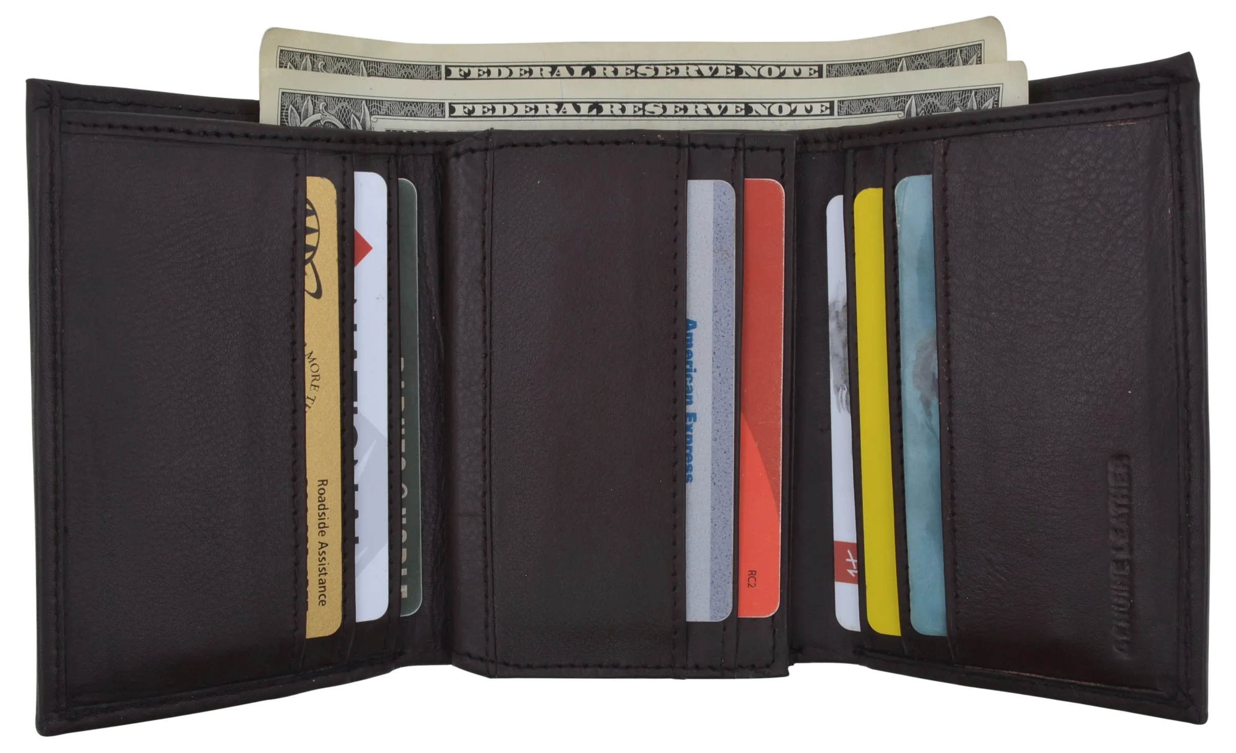 RFID Blocking Men's Premium Leather Trifold Flap ID Card Holder Wallet