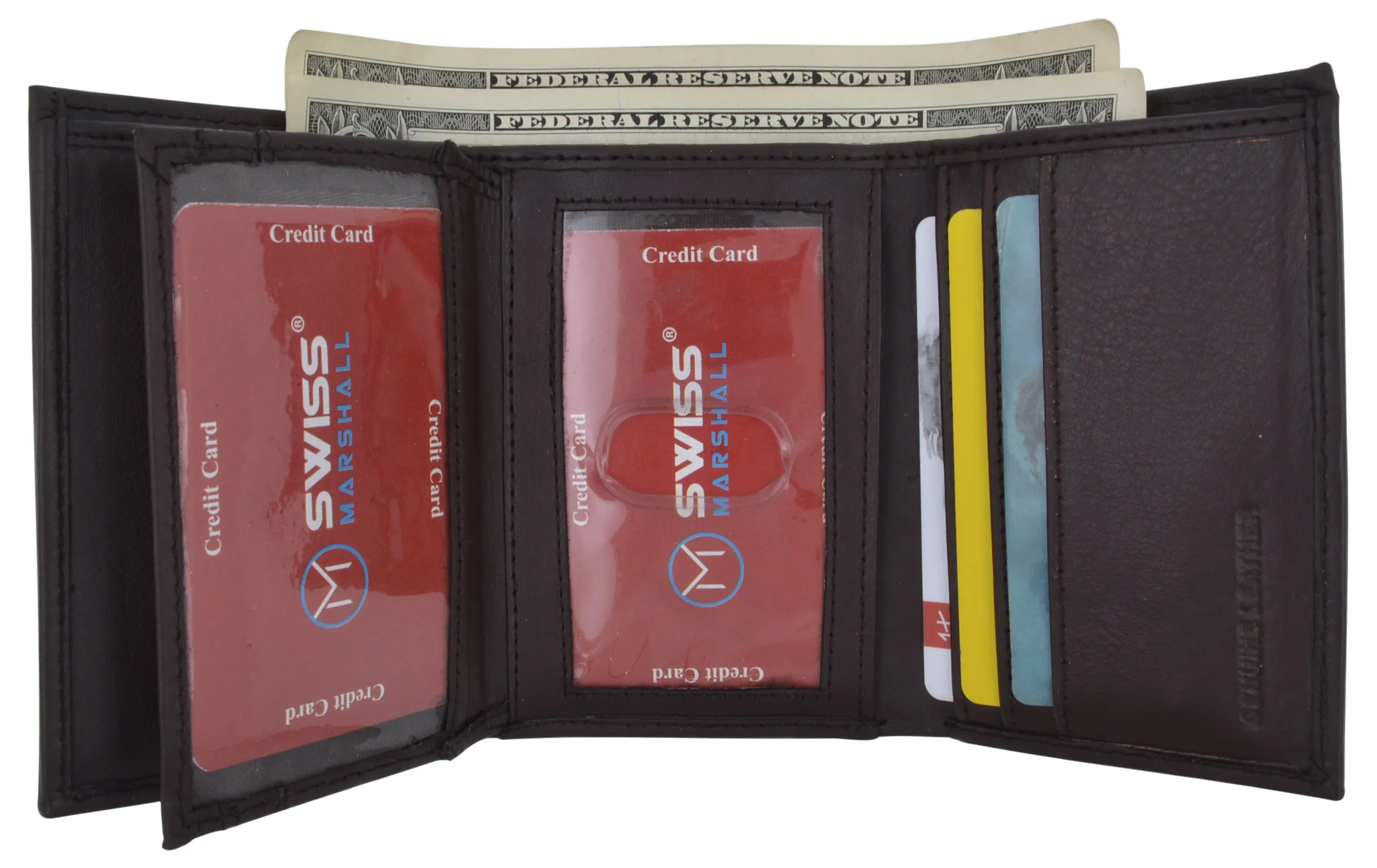 RFID Blocking Men's Premium Leather Trifold Flap ID Card Holder Wallet