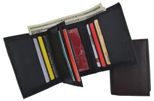 RFID Blocking Men's Premium Leather Trifold Flap ID Card Holder Wallet
