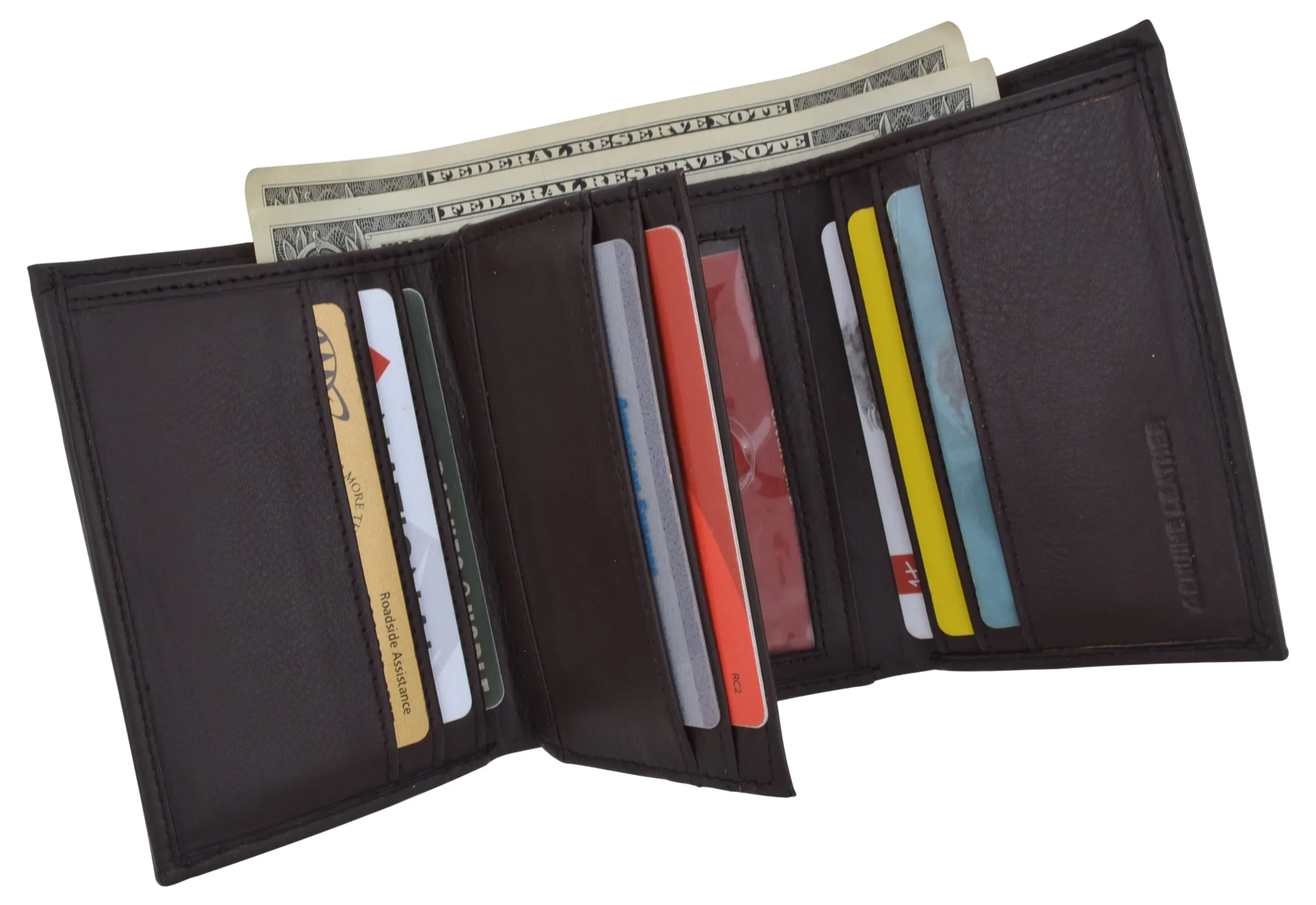 RFID Blocking Men's Premium Leather Trifold Flap ID Card Holder Wallet