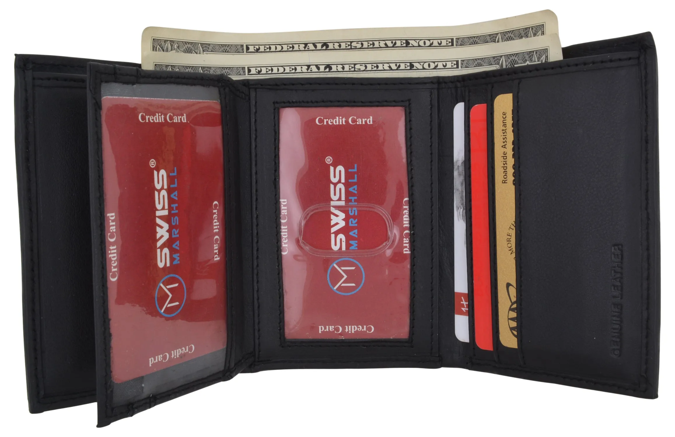 RFID Blocking Men's Premium Leather Trifold Flap ID Card Holder Wallet