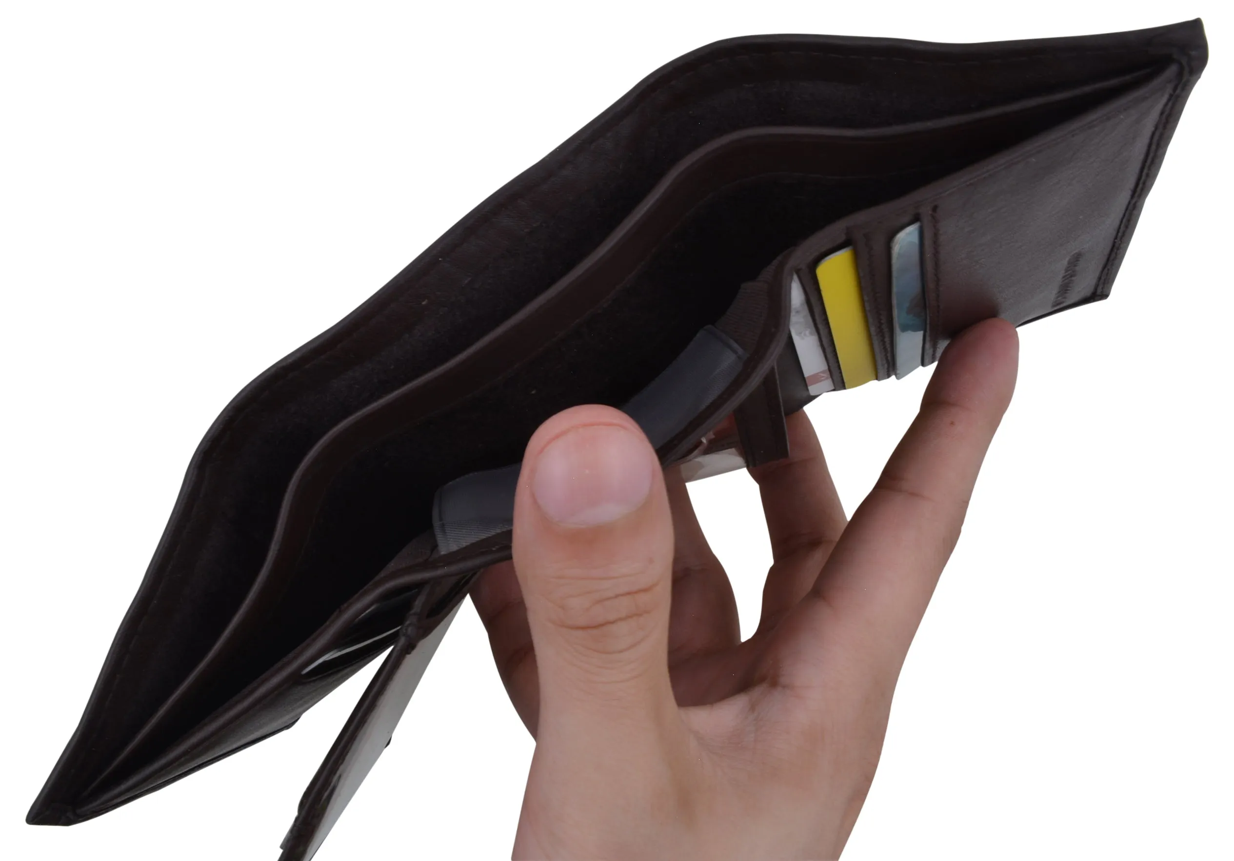 RFID Blocking Men's Premium Leather Trifold Flap ID Card Holder Wallet