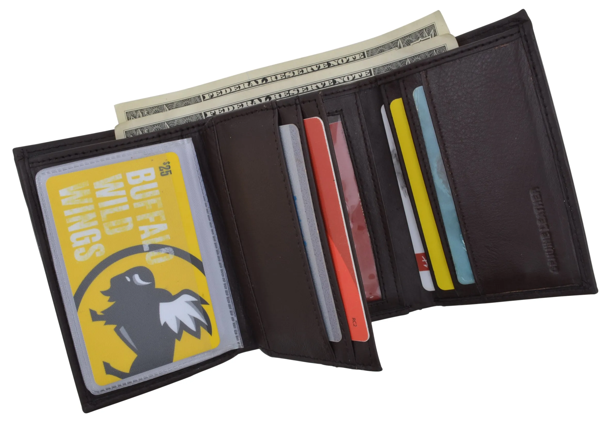 RFID Blocking Men's Premium Leather Trifold Flap ID Card Holder Wallet