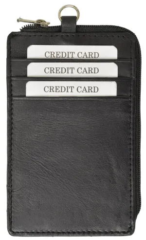 RFID Blocking Premium Genuine Leather Credit Card Holder Zipper ID Neck Wallet RFID P 470