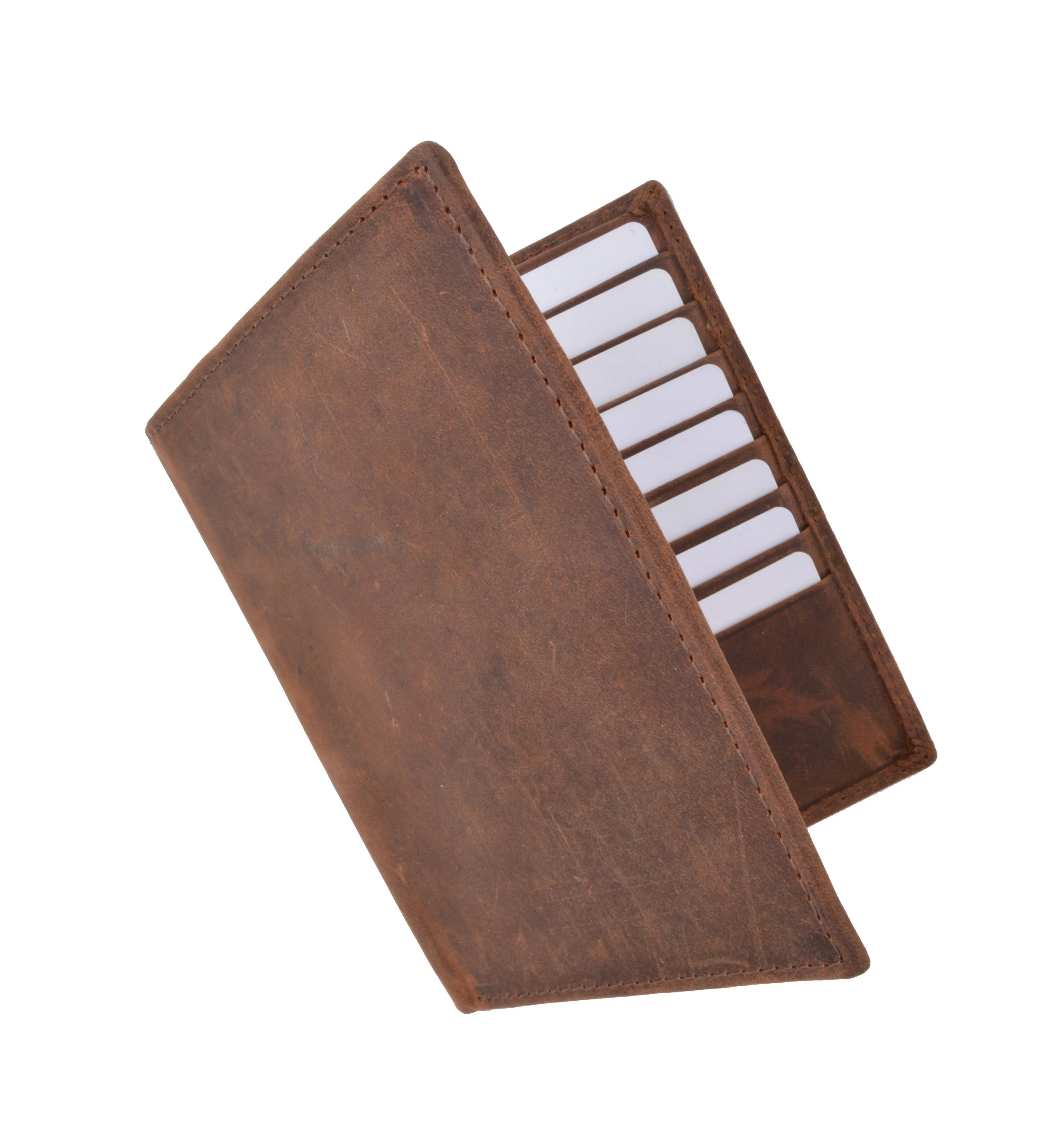 RFID Blocking Vintage Look Genuine Leather Bifold Hipster Credit Card Wallet RFID2502HTC