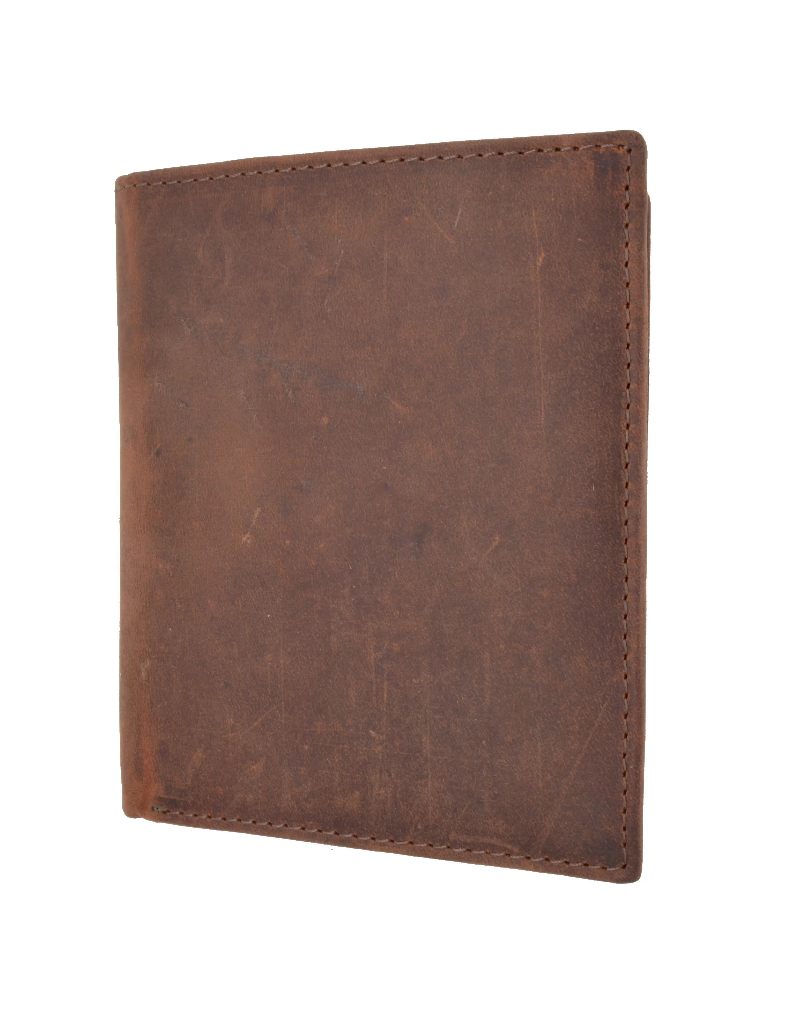 RFID Blocking Vintage Look Genuine Leather Bifold Hipster Credit Card Wallet RFID2502HTC