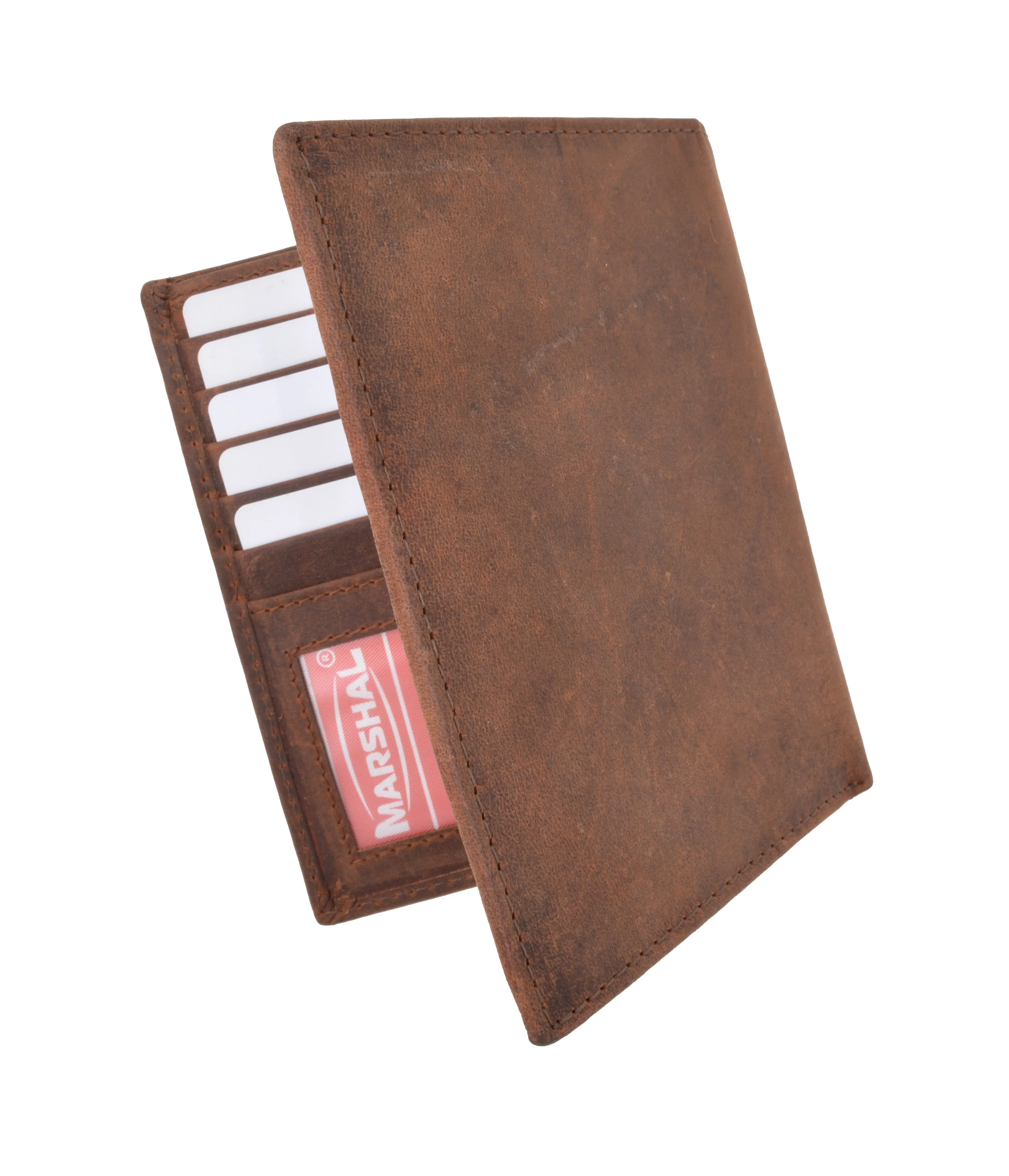 RFID Blocking Vintage Look Genuine Leather Bifold Hipster Credit Card Wallet RFID2502HTC