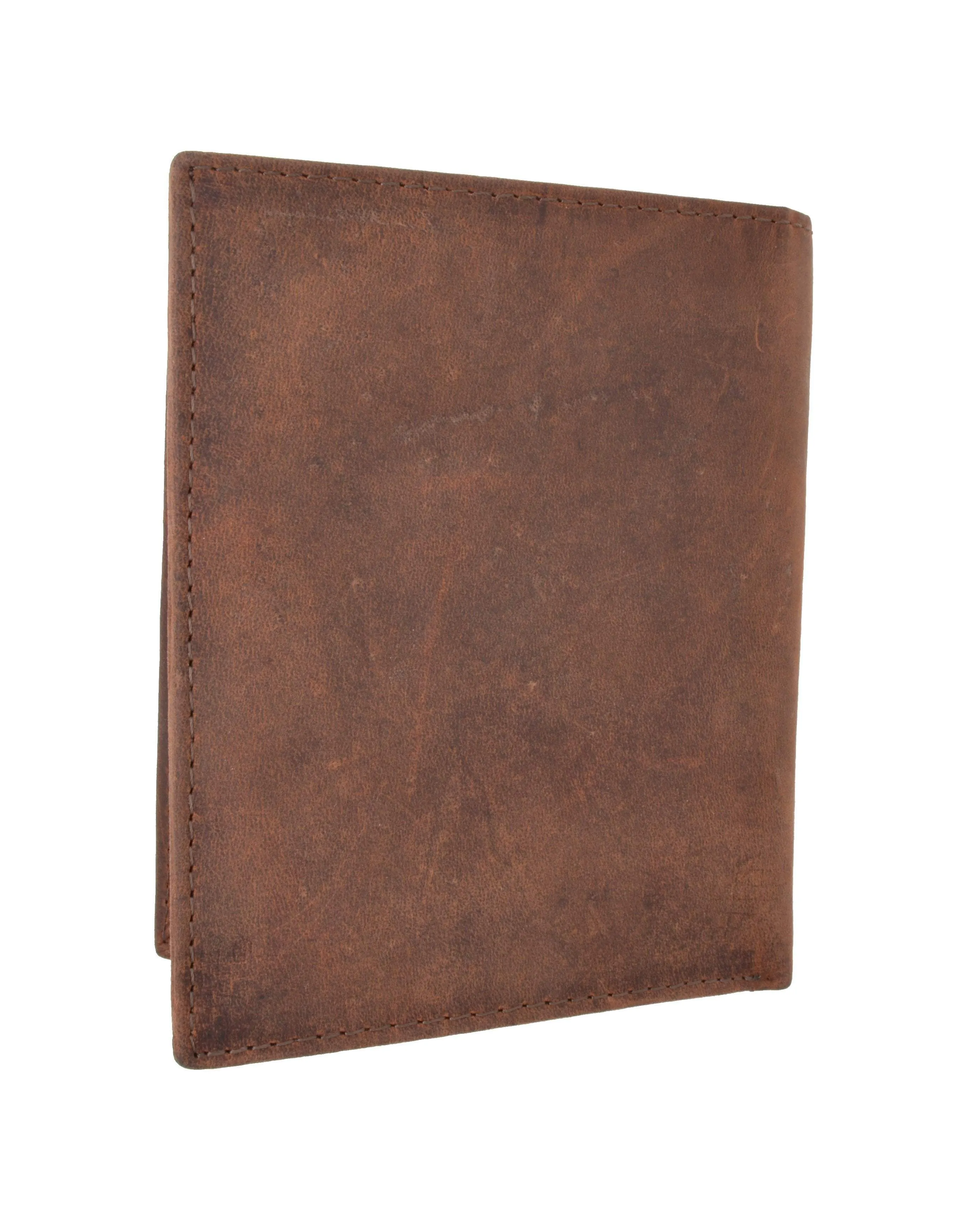 RFID Blocking Vintage Look Genuine Leather Bifold Hipster Credit Card Wallet RFID2502HTC