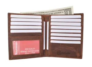 RFID Blocking Vintage Look Genuine Leather Bifold Hipster Credit Card Wallet RFID2502HTC