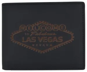 RFID Mens Welcome to Fabulous Las Vegas Nevada Leather Bifold Wallet
