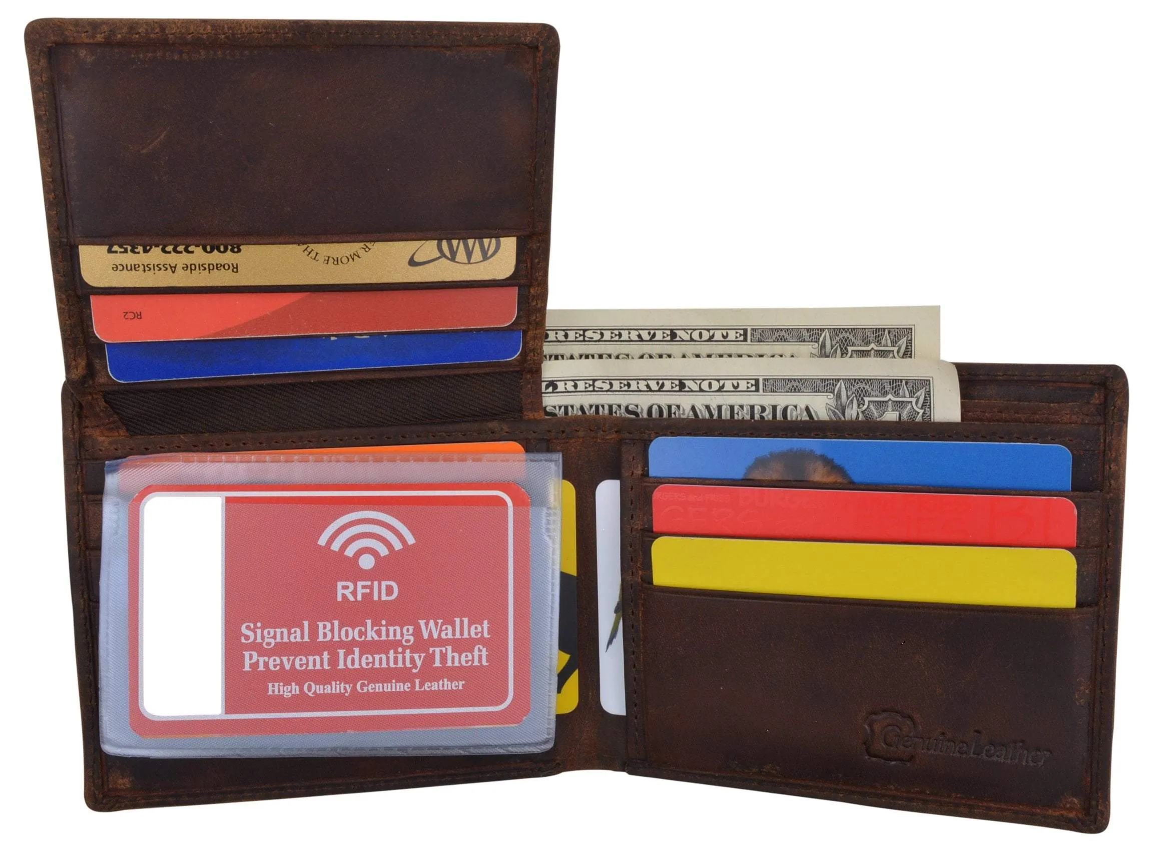 RFID Mens Welcome to Fabulous Las Vegas Nevada Leather Bifold Wallet