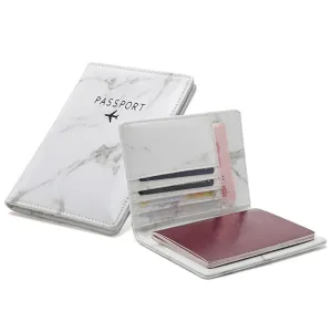 RFID PU Leather Marble Passport Holder