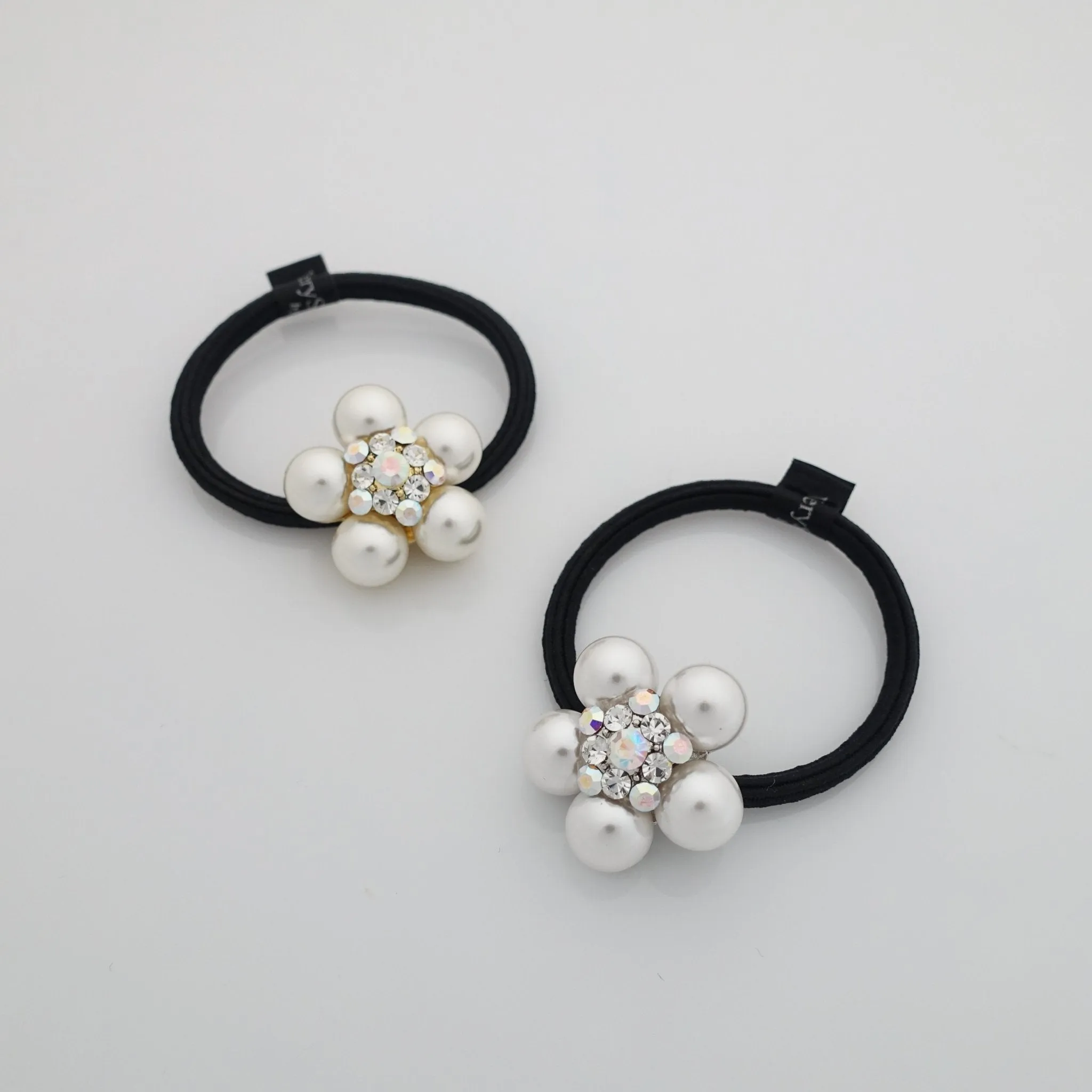 rhinestone pearl decorated hair elastic ponytail holder women hair tie accessory