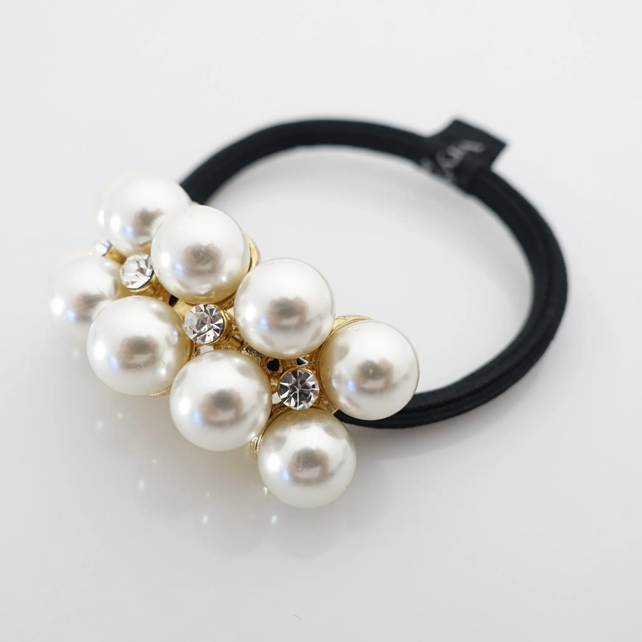 rhinestone pearl decorated hair elastic ponytail holder women hair tie accessory