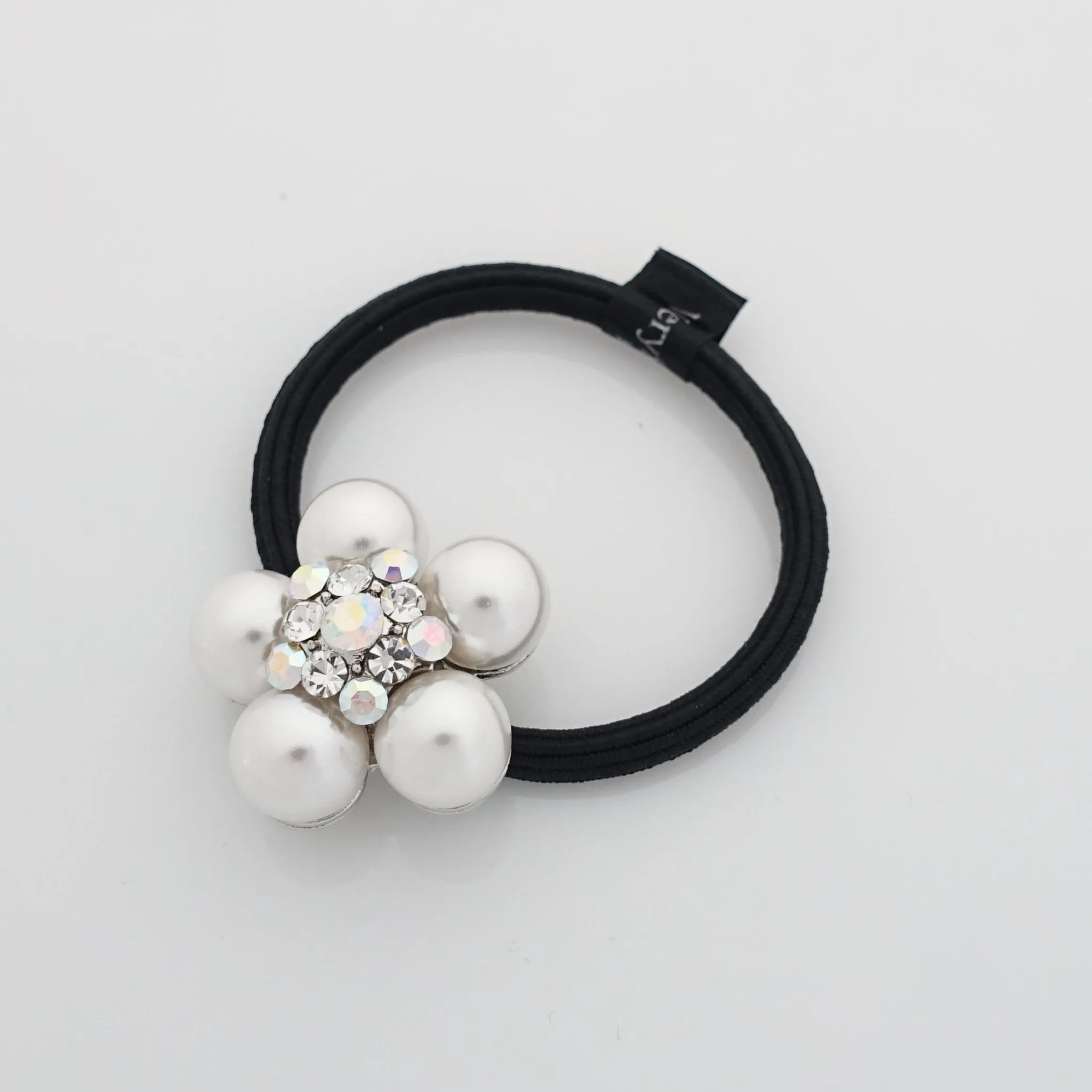 rhinestone pearl decorated hair elastic ponytail holder women hair tie accessory