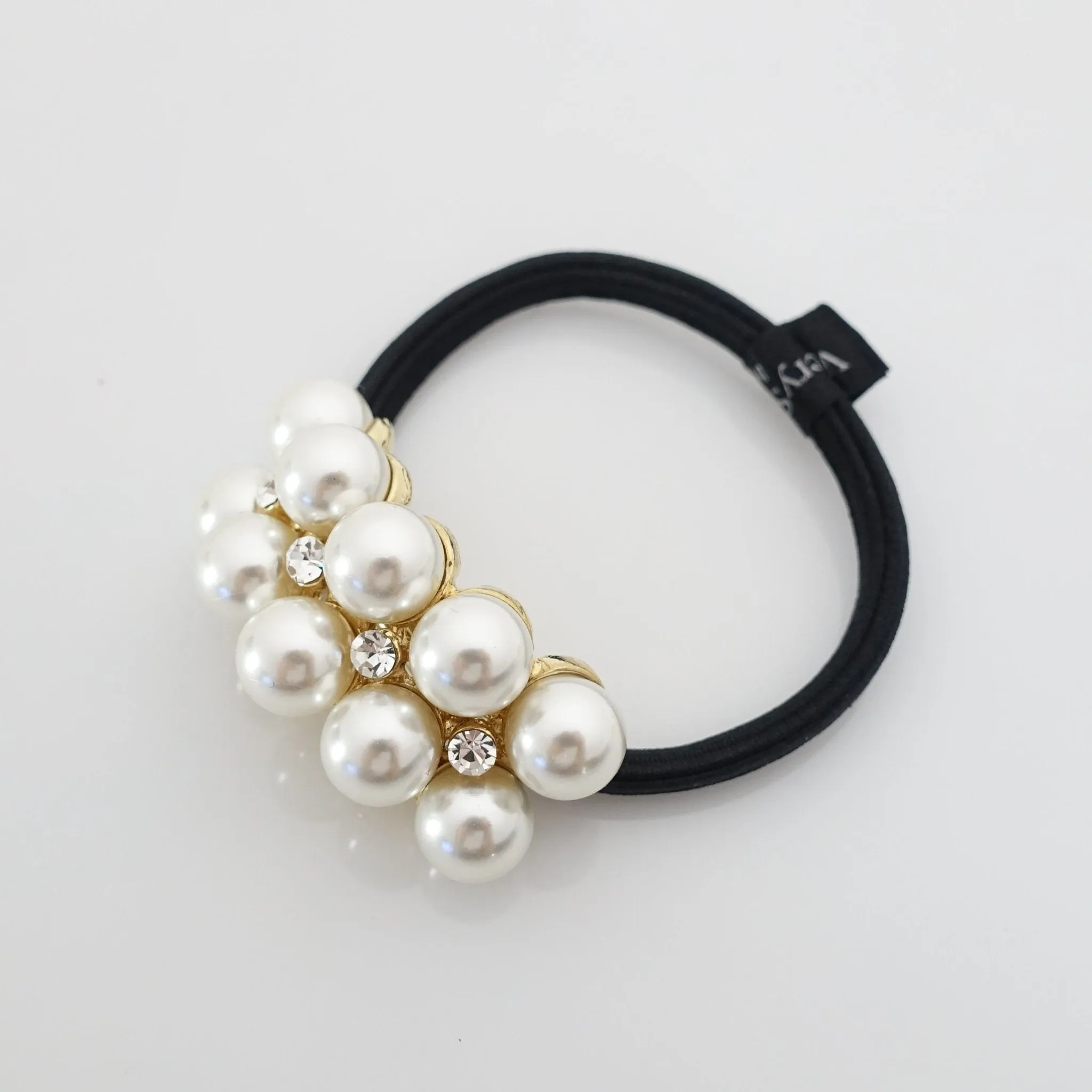rhinestone pearl decorated hair elastic ponytail holder women hair tie accessory
