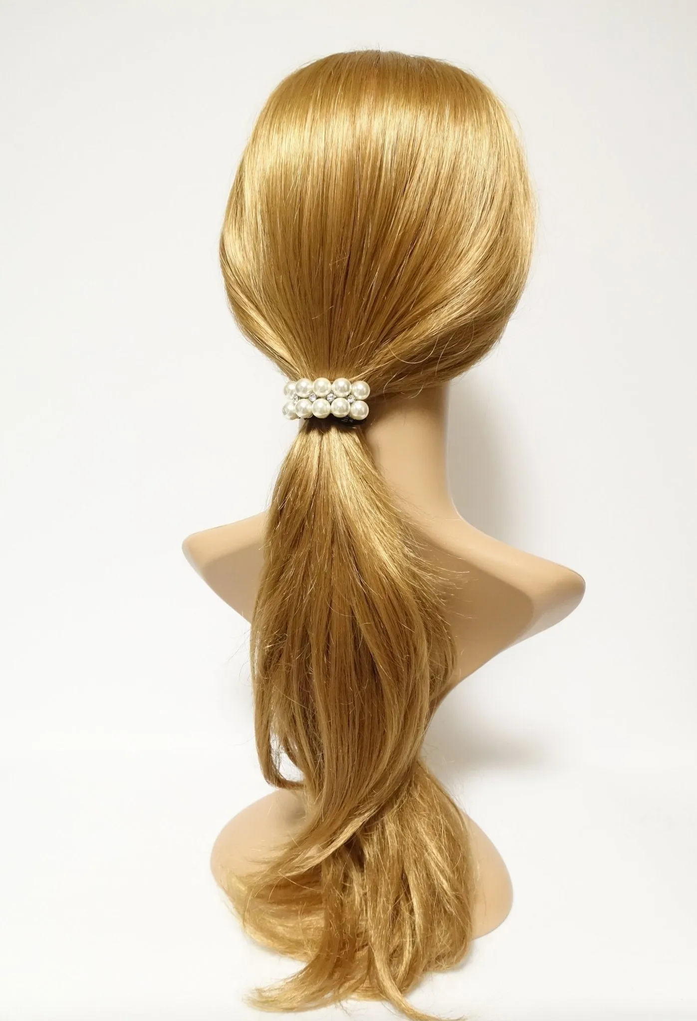 rhinestone pearl decorated hair elastic ponytail holder women hair tie accessory