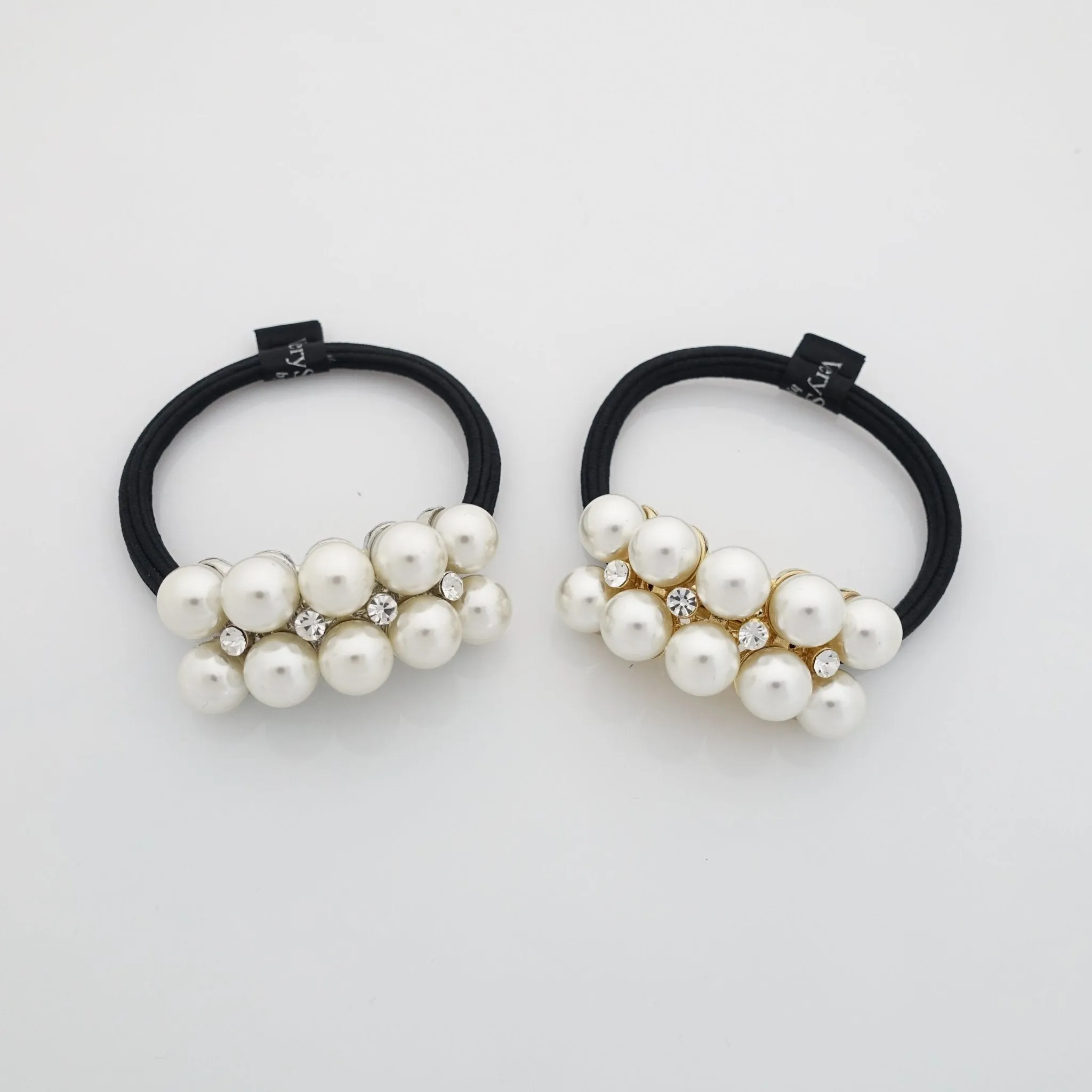 rhinestone pearl decorated hair elastic ponytail holder women hair tie accessory