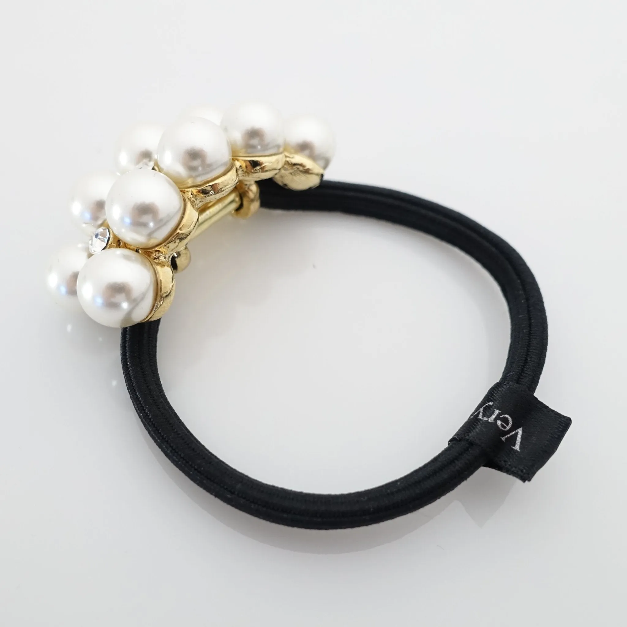 rhinestone pearl decorated hair elastic ponytail holder women hair tie accessory