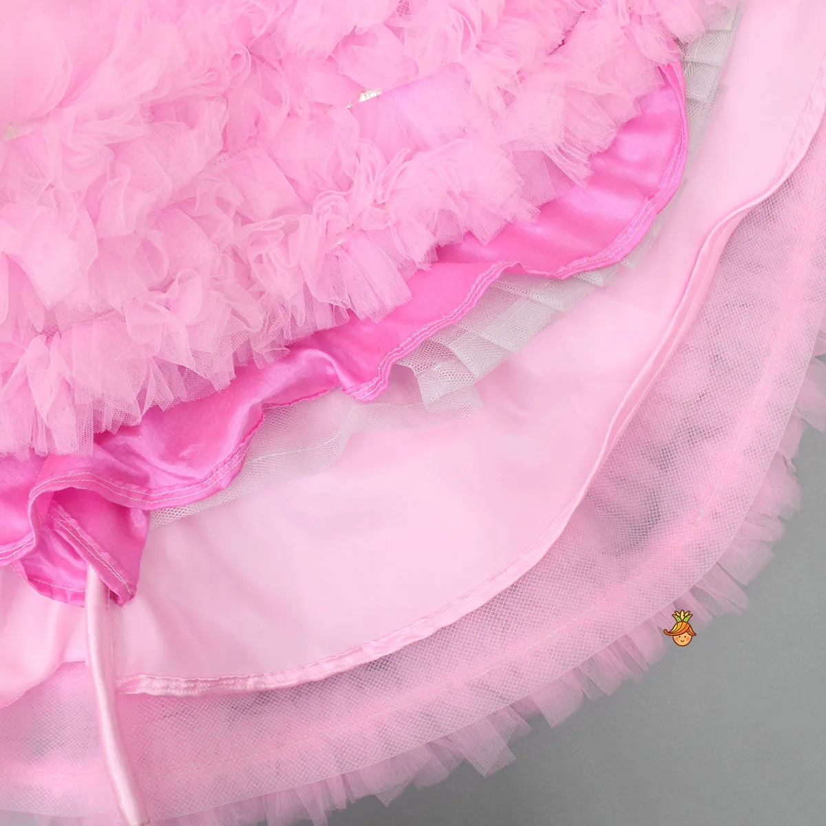 Ruffle-Sleeved Exquisite Pink Dress With Headband