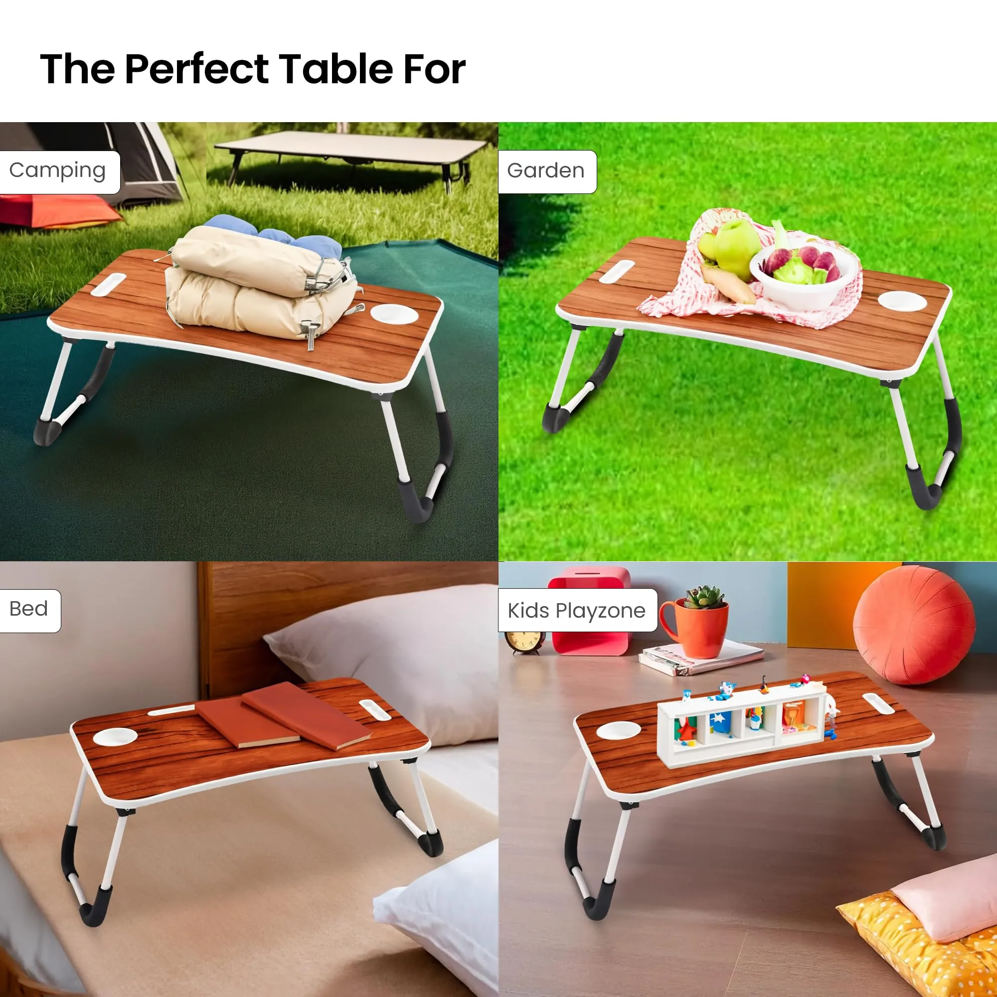 SAVYA HOME Wooden Laptop Table for Bed/Writing Table for Kids/Wooden Study Table for Kids/Foldable Table/Bed Table for Study/Lap Desk/Study Table for Bed/Reading Table- Brown