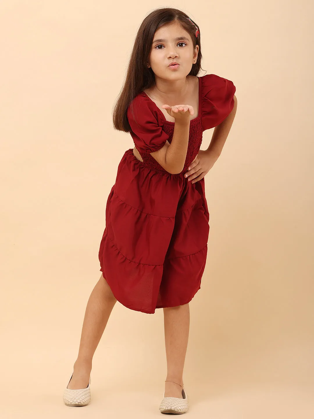 Scarlet Serenade: An Exquisite Smocked Dress