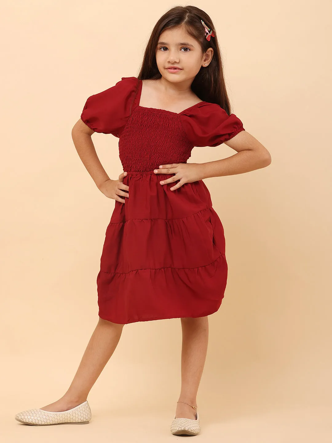 Scarlet Serenade: An Exquisite Smocked Dress