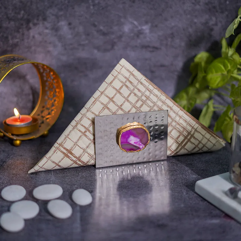 Selma Agate Napkin Holder - Pink