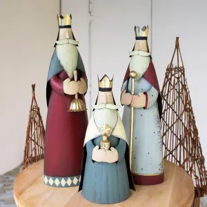 Set of 3 Painted Metal Kings