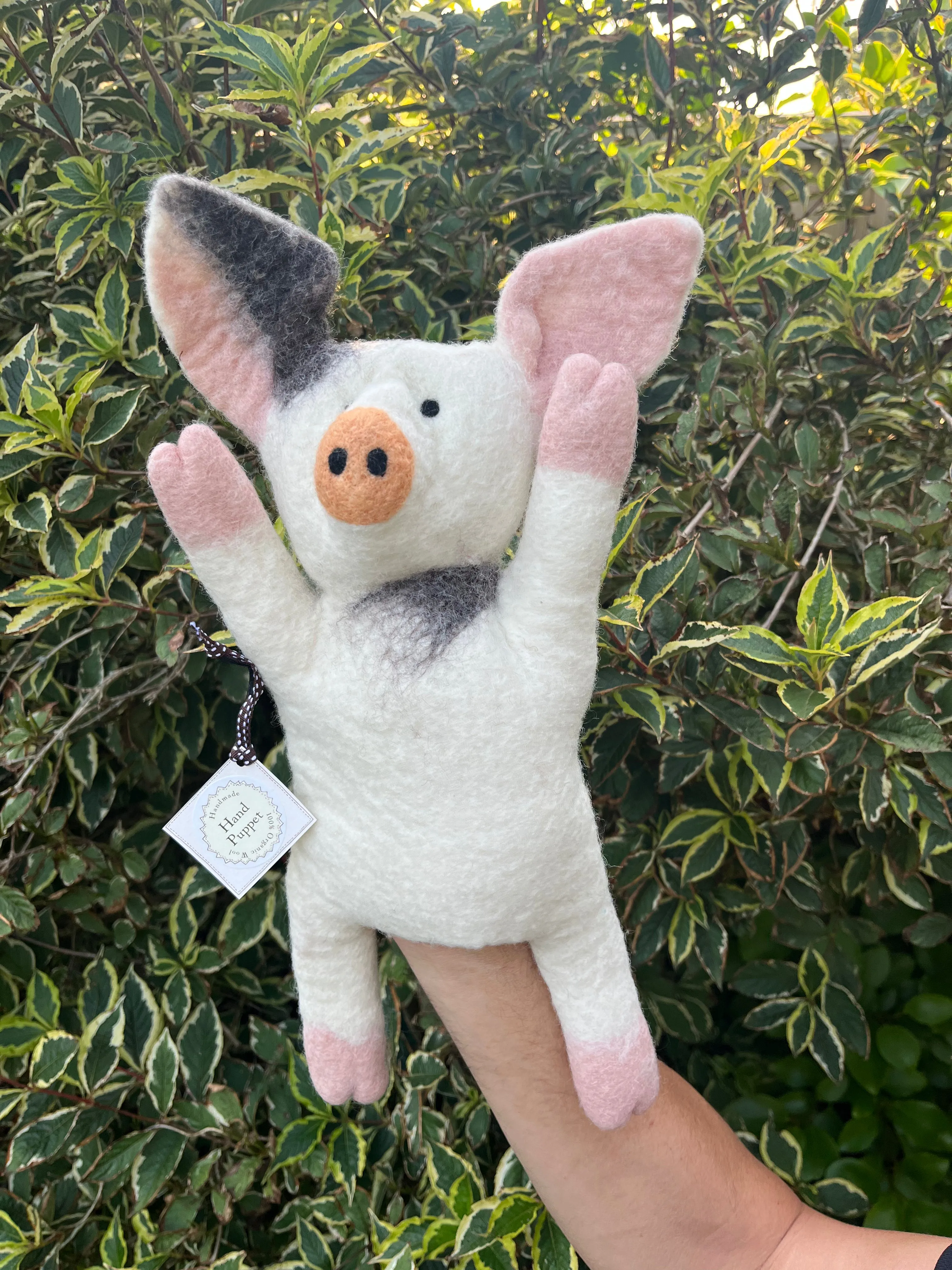 Sew Heart Felt Piglet Hand Crafted Kids Wool Hand Puppet