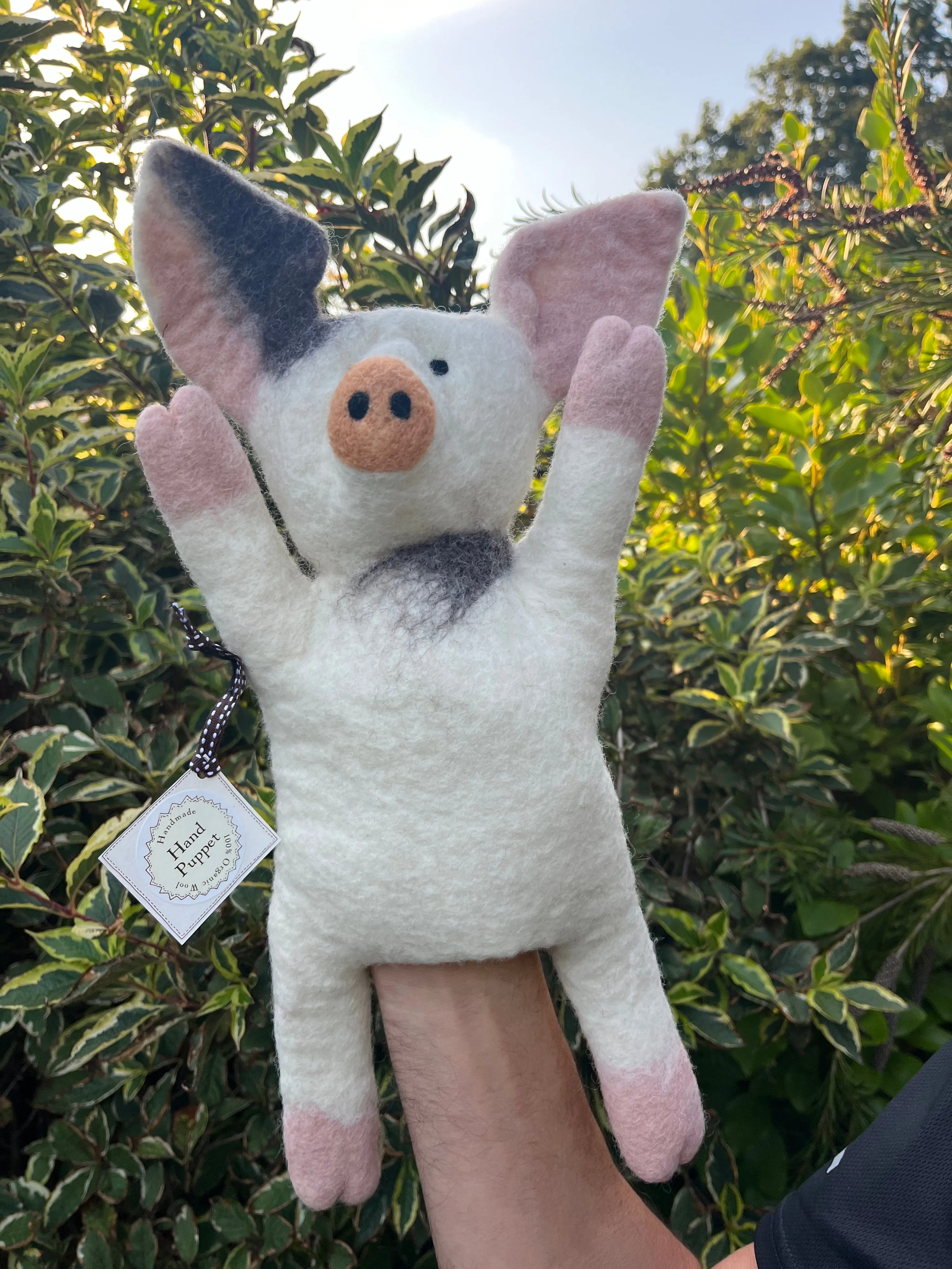 Sew Heart Felt Piglet Hand Crafted Kids Wool Hand Puppet