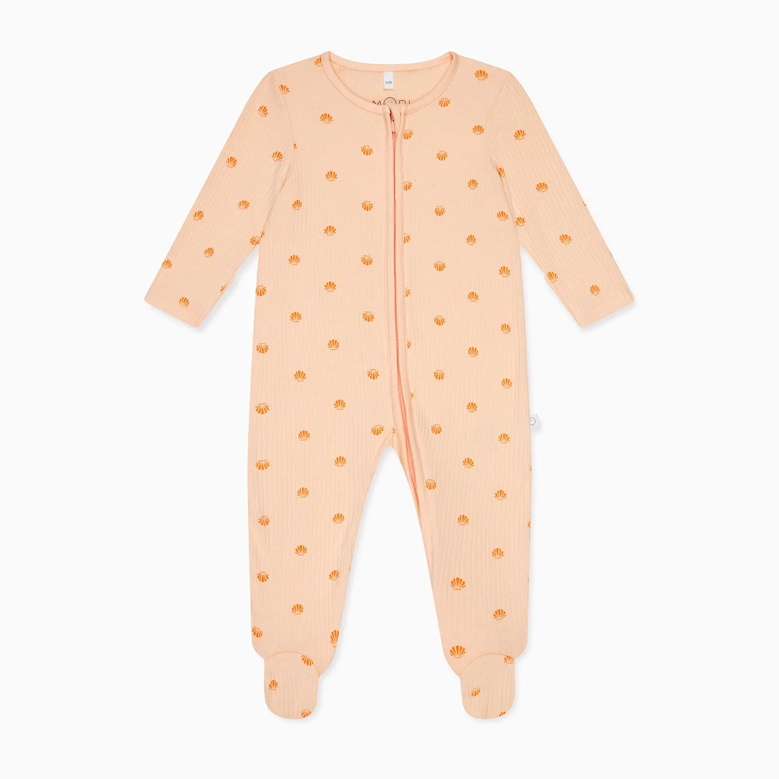 Shell Print Ribbed Clever Zip Sleepsuit