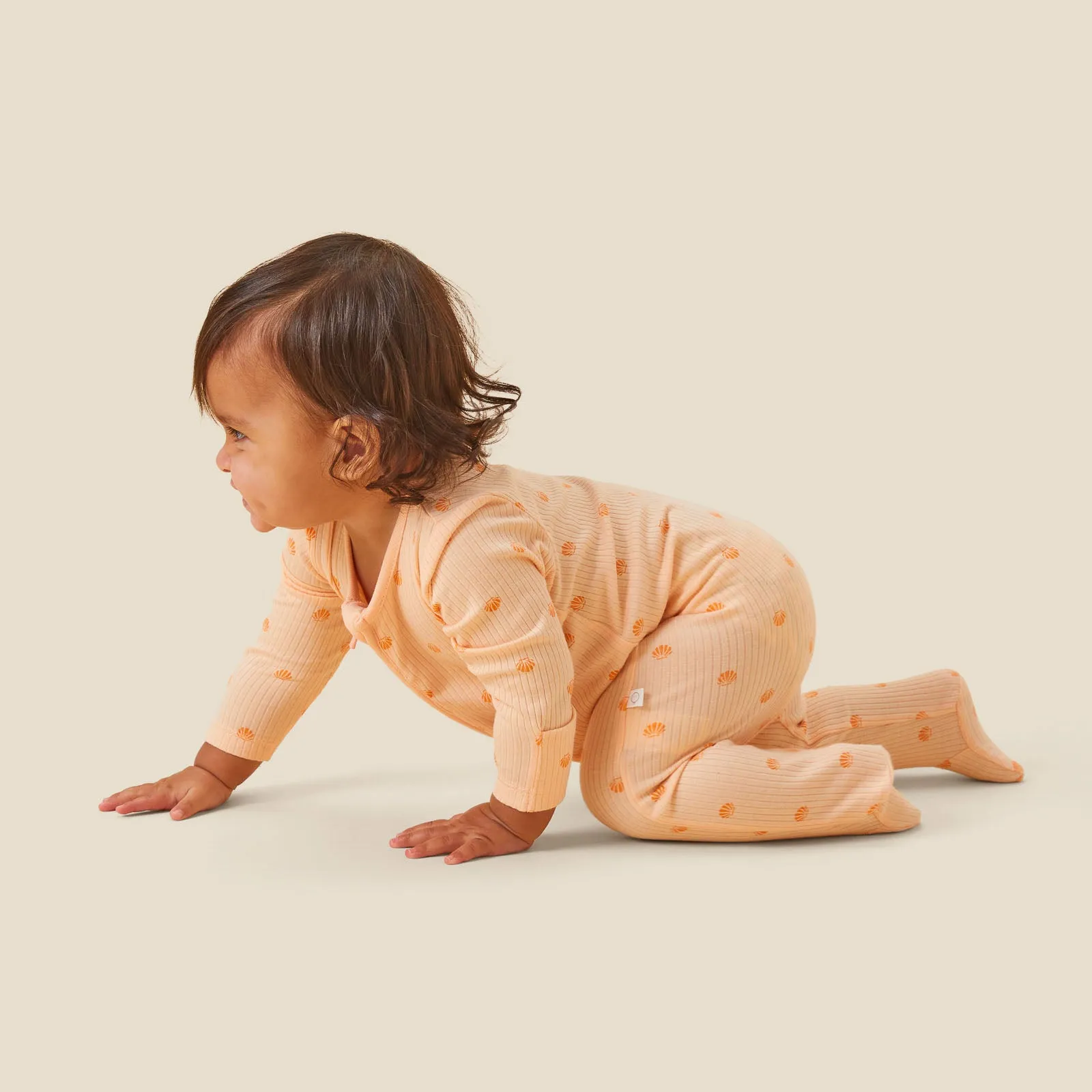 Shell Print Ribbed Clever Zip Sleepsuit