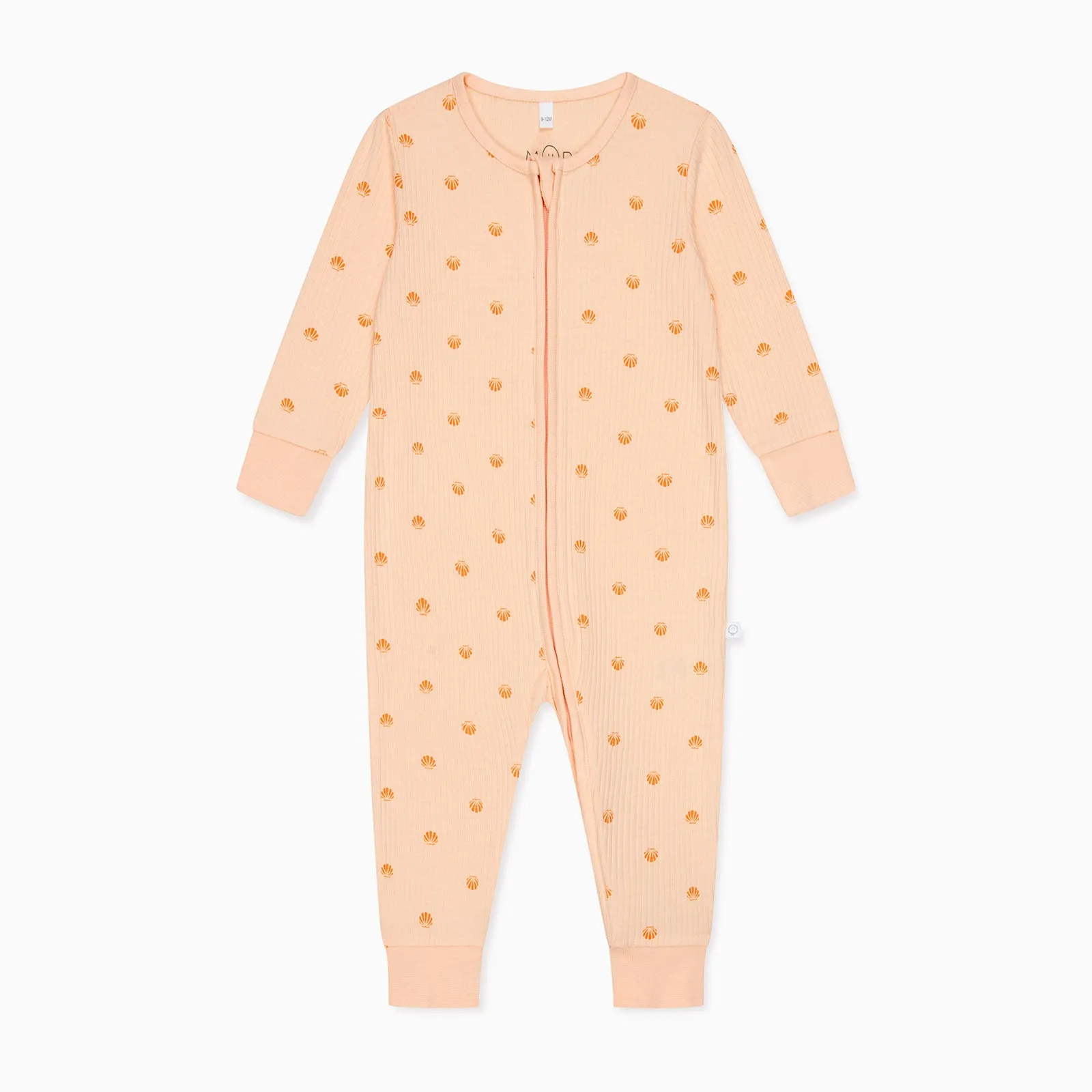 Shell Print Ribbed Clever Zip Sleepsuit