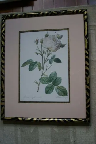 SIGNED UNIQUE DETAILED ARTIST HANDPAINTED FRAME MATTED REDOUTE PRINT ROSES RE6